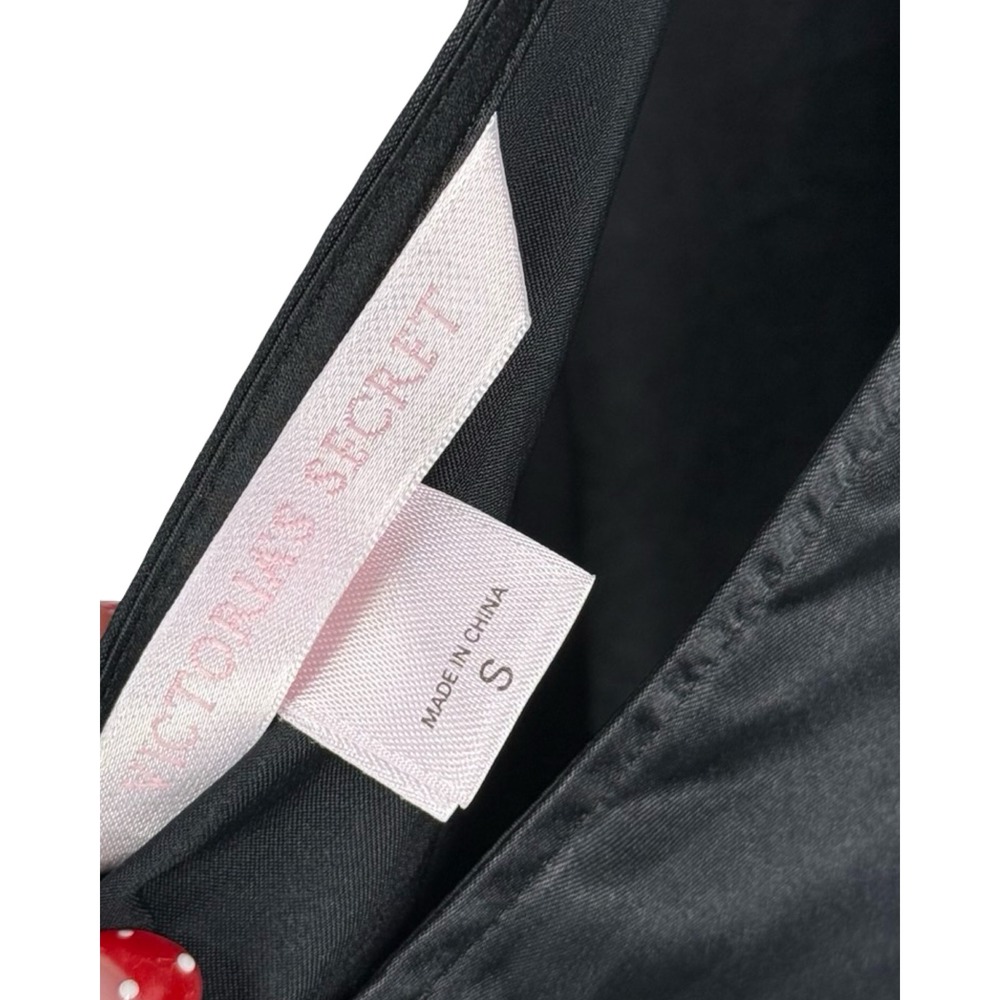 Victorias Secret Black Satin Slip Dress V-Neck Crossback Pleated Detail Small - Picture 6 of 6